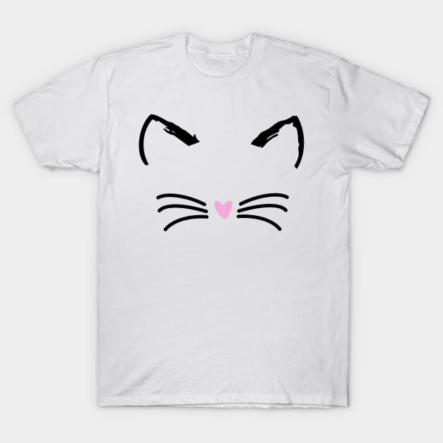 Cat face, Wiskers, Pink nose, Cute Cat T-Shirt by tdkenterprises